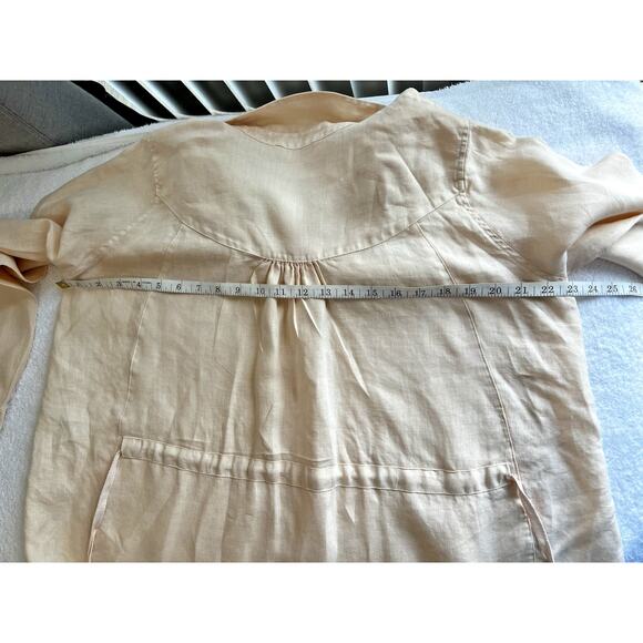 Soft Surroundings Linen button down tunic unique beige waist adjustable Sz-M - Picture 3 of 10